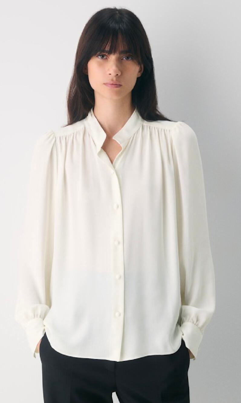 Wilfred  Delphine Blouse Japanese Crepe button-up Blouse Cream Women's XL New